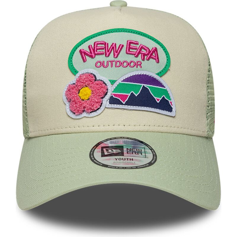 mutzen-gebogen-grun-snapback-fur-kinder-a-frame-outdoor-von-new-era