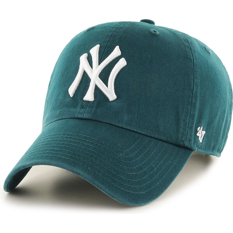 mutzen-gebogen-grun-verstellbares-band-clean-up-no-loop-label-pacific-green-der-new-york-yankees-mlb-von-47-brand