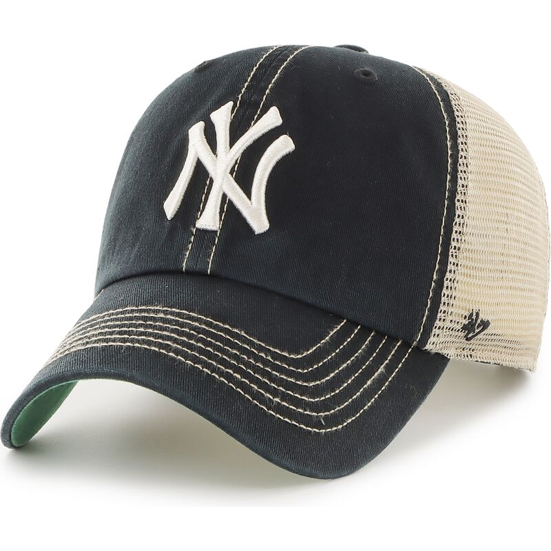 casquette-trucker-noire-et-beige-clean-up-trawler-new-york-yankees-mlb-47-brand