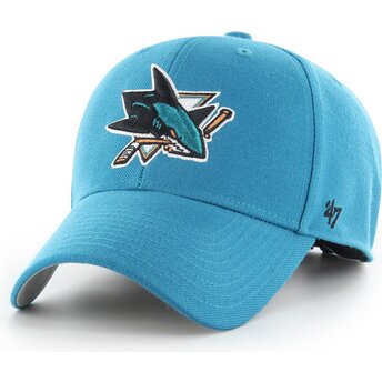 Mützen gebogen blau verstellbares band MVP Dark Teal der San Jose Sharks NHL von 47 Brand
