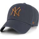 casquette-courbee-grise-ajustable-avec-logo-marron-clean-up-contrast-vintage-navy-new-york-yankees-mlb-47-brand