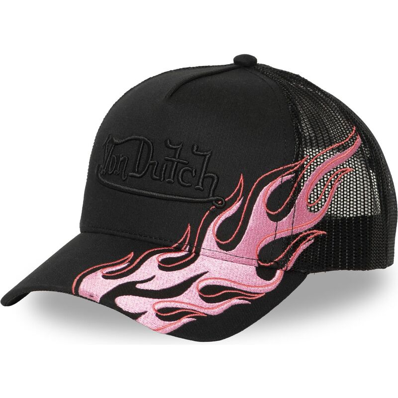 casquette-trucker-noire-et-rose-feu-von-dutch casquette-trucker-noire-et-rose-feu-von-dutch