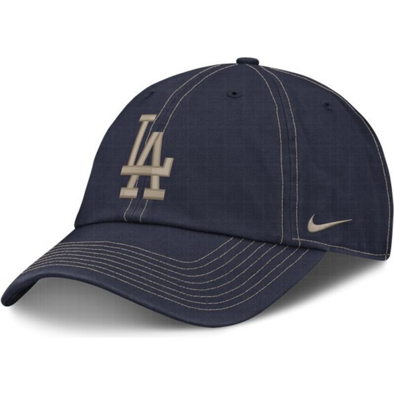 casquette-courbee-bleue-marine-ajustable-avec-logo-beige-fathers-club-unstructured-organic-cotton-los-angeles-dodgers-mlb-nike casquette-courbee-bleue-marine-ajustable-avec-logo-beige-fathers-club-unstructured-organic-cotton-los-angeles-dodgers-mlb-nike