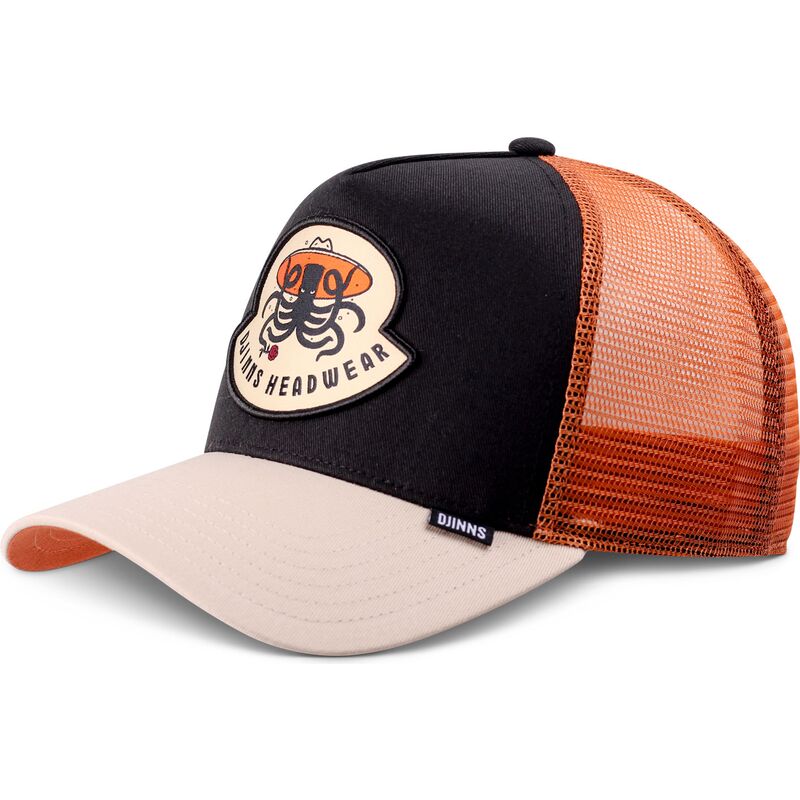 casquette-trucker-noire-et-beige-hft-rose-kraken-djinns