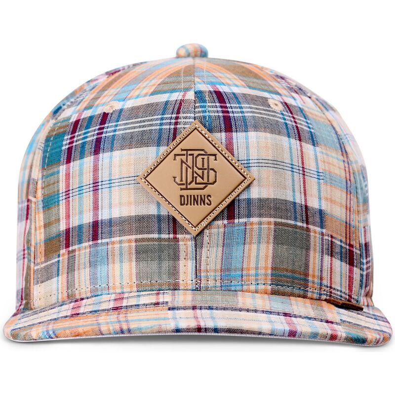 mutzen-flach-mehrfarbig-snapback-patch-check-turquioise-von-djinns