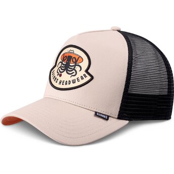 Casquette trucker beige et noire HFT Rose Kraken Djinns