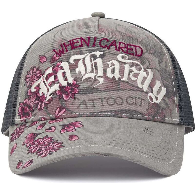 mutzen-gebogen-grau-snapback-floral-tattoo-city-vintage-wash-von-ed-hardy