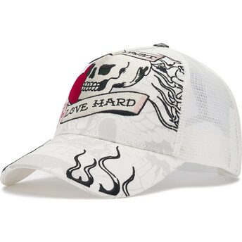 Mützen gebogen weiß snapback Live Fast Love Hard von Ed Hardy