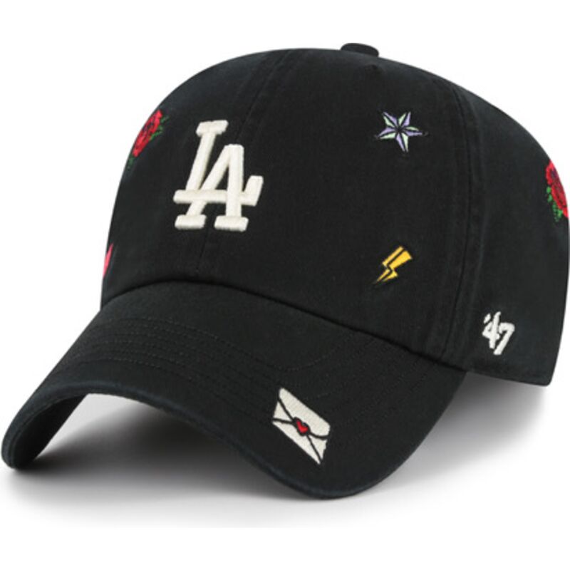 mutzen-gebogen-schwarz-verstellbares-band-clean-up-multi-scatter-der-los-angeles-dodgers-mlb-von-47-brand