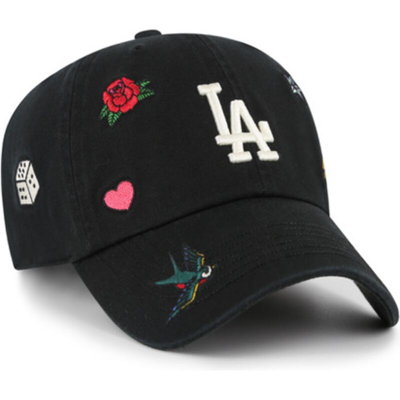 casquette-courbee-noire-ajustable-clean-up-multi-scatter-los-angeles-dodgers-mlb-47-brand