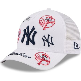 Casquette trucker blanche 9FORTY M-Crown A Frame All Over New York Yankees MLB New Era