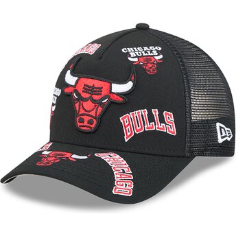 Mützen gebogen schwarz snapback 9FORTY M-Crown A Frame All Over der Chicago Bulls NBA von New Era
