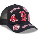 casquette-trucker-bleue-marine-9forty-m-crown-a-frame-all-over-boston-red-sox-mlb-new-era
