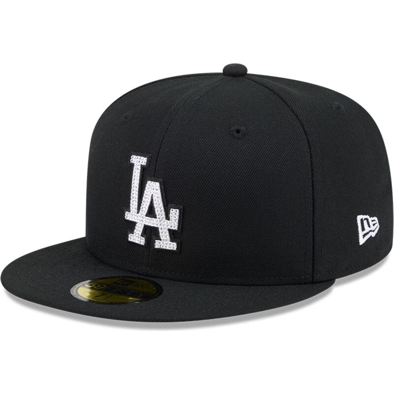 casquette-plate-noire-ajustee-59fifty-rhinestone-los-angeles-dodgers-mlb-new-era