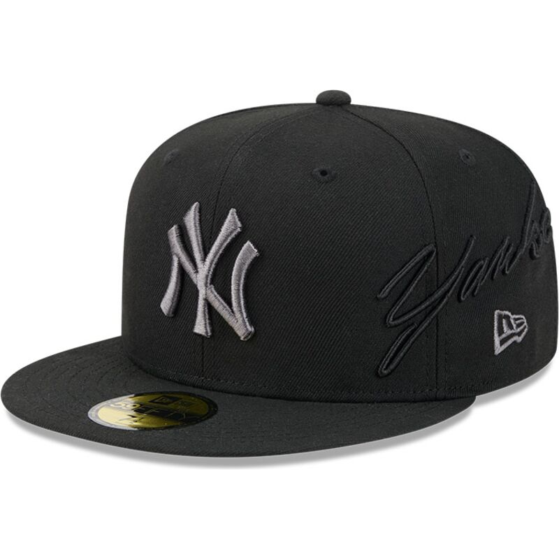 mutzen-flach-schwarz-angepasst-59fifty-side-script-der-new-york-yankees-mlb-von-new-era