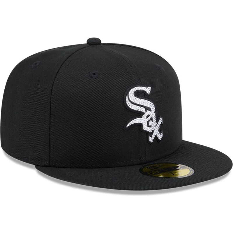 mutzen-flach-schwarz-angepasst-59fifty-rhinestone-badge-der-chicago-white-sox-mlb-von-new-era