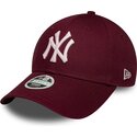 mutzen-gebogen-rot-verstellbares-band-rosa-9forty-metallic-der-new-york-yankees-mlb-von-new-era