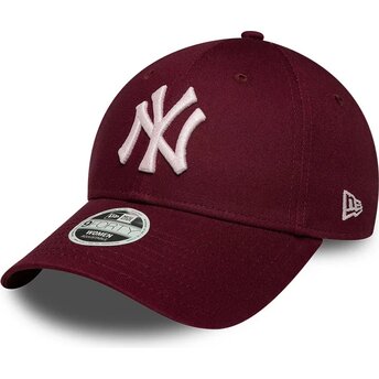 Casquette courbée rouge ajustable pour femme avec logo rose 9FORTY Metallic Logo New York Yankees MLB New Era