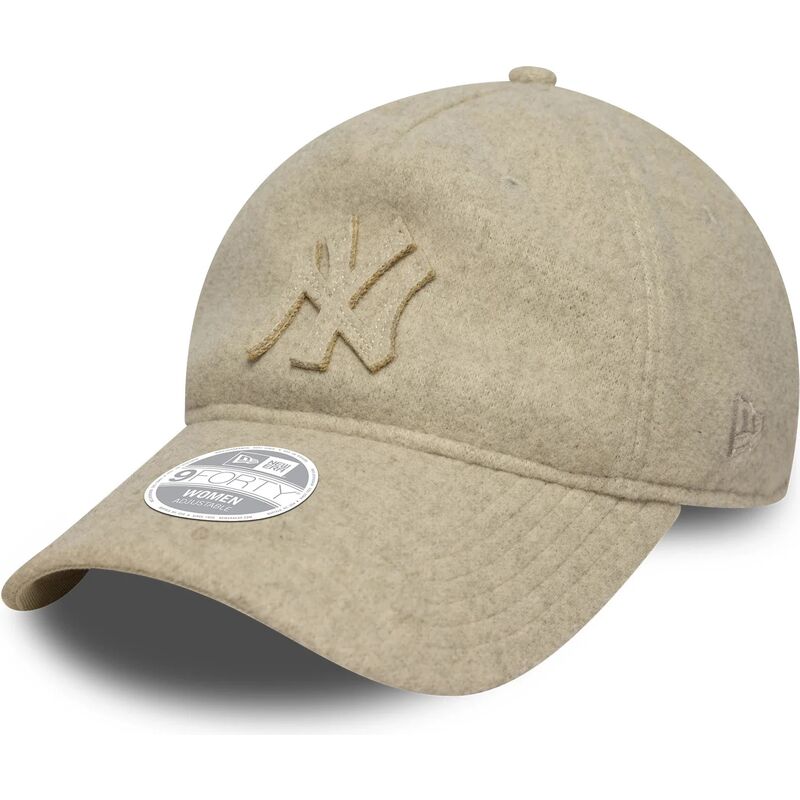 mutzen-gebogen-beige-verstellbares-band-9twenty-a-frame-melton-luxe-der-new-york-yankees-mlb-von-new-era