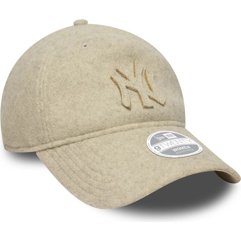 mutzen-gebogen-beige-verstellbares-band-9twenty-a-frame-melton-luxe-der-new-york-yankees-mlb-von-new-era