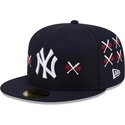 mutzen-flach-marineblau-angepasst-59fifty-spike-lee-crossed-bats-der-new-york-yankees-mlb-von-new-era