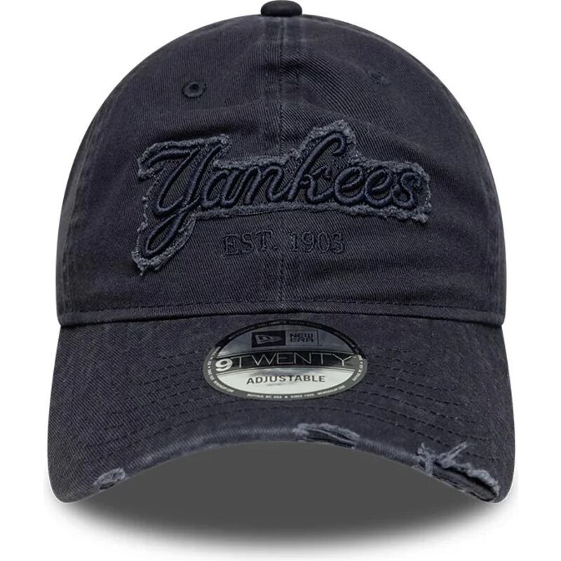 mutzen-gebogen-marineblau-verstellbares-band-9twenty-distress-wordmark-der-new-york-yankees-mlb-von-new-era