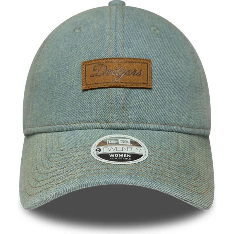 mutzen-gebogen-blau-verstellbares-band-9twenty-denim-der-los-angeles-dodgers-mlb-von-new-era