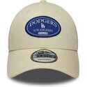 casquette-courbee-creme-ajustable-avec-logo-bleu-9forty-patch-los-angeles-dodgers-mlb-new-era