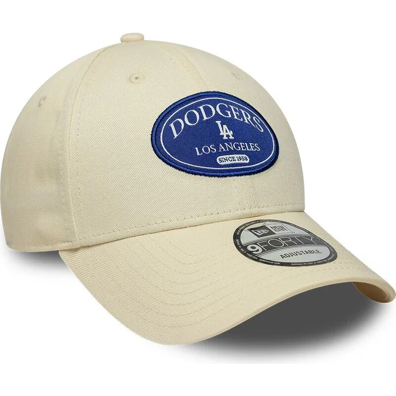 casquette-courbee-creme-ajustable-avec-logo-bleu-9forty-patch-los-angeles-dodgers-mlb-new-era