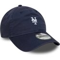 casquette-courbee-bleue-marine-ajustable-9twenty-washed-mini-logo-new-york-mets-mlb-new-era