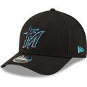 mutzen-gebogen-schwarz-snapback-9forty-m-crown-player-replica-der-miami-marlins-mlb-von-new-era