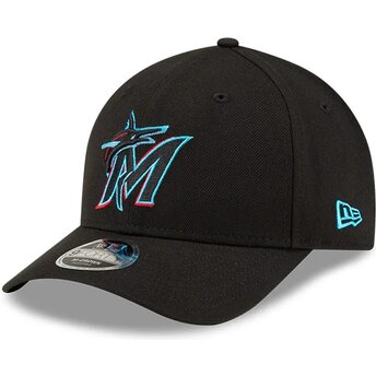 Mützen gebogen schwarz snapback 9FORTY M-Crown Player Replica der Miami Marlins MLB von New Era