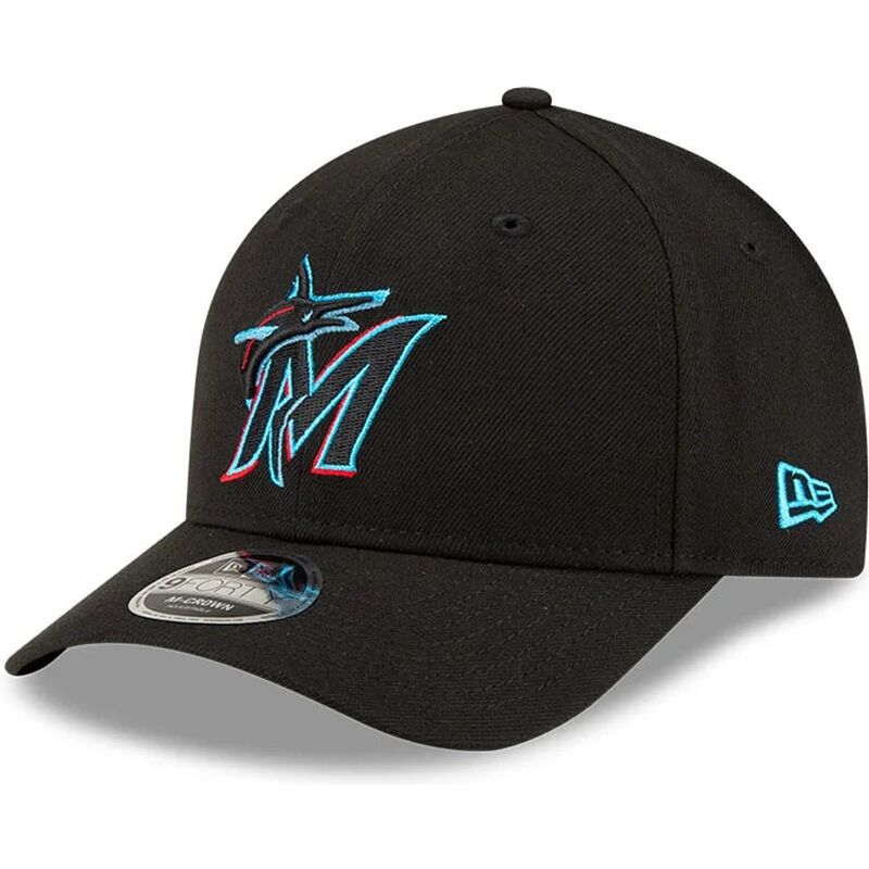 casquette-courbee-noire-snapback-9forty-m-crown-player-replica-miami-marlins-mlb-new-era