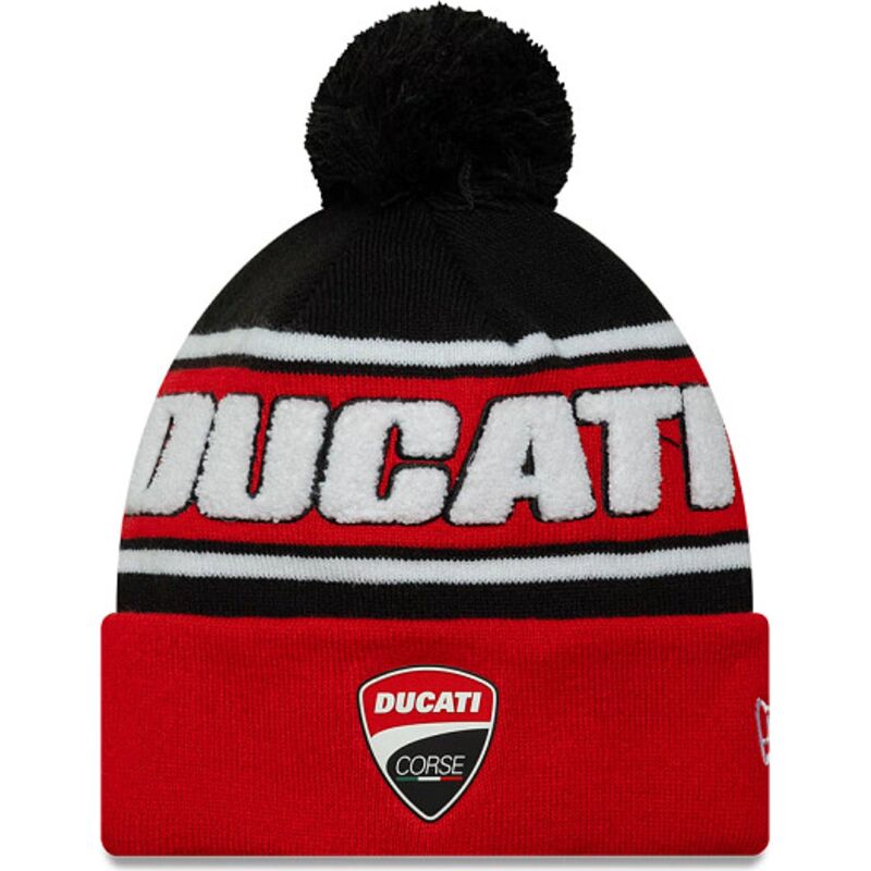 bonnet-avec-pompom-rouge-et-noir-sports-knit-ducati-motor-motogp-new-era