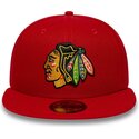 casquette-plate-rouge-ajustee-59fifty-basic-chicago-blackhawks-nhl-new-era