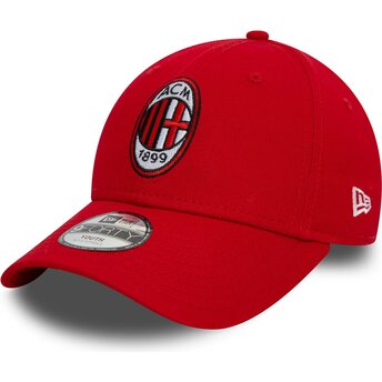 Casquette courbée rouge ajustable pour enfant 9FORTY Core AC Milan Serie A New Era