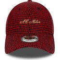casquette-courbee-rouge-ajustable-9forty-houndstooth-ac-milan-serie-a-new-era
