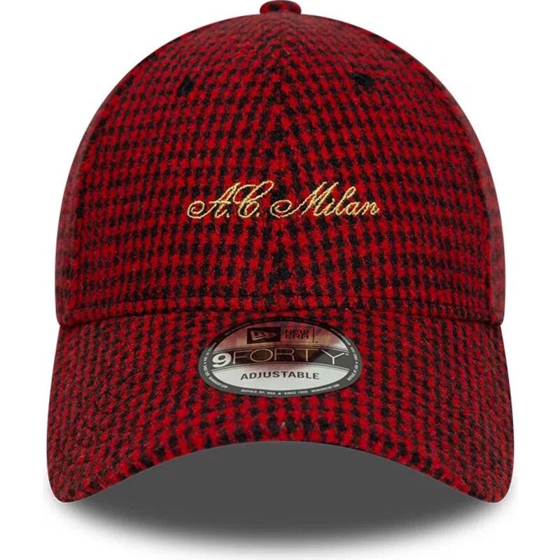 casquette-courbee-rouge-ajustable-9forty-houndstooth-ac-milan-serie-a-new-era