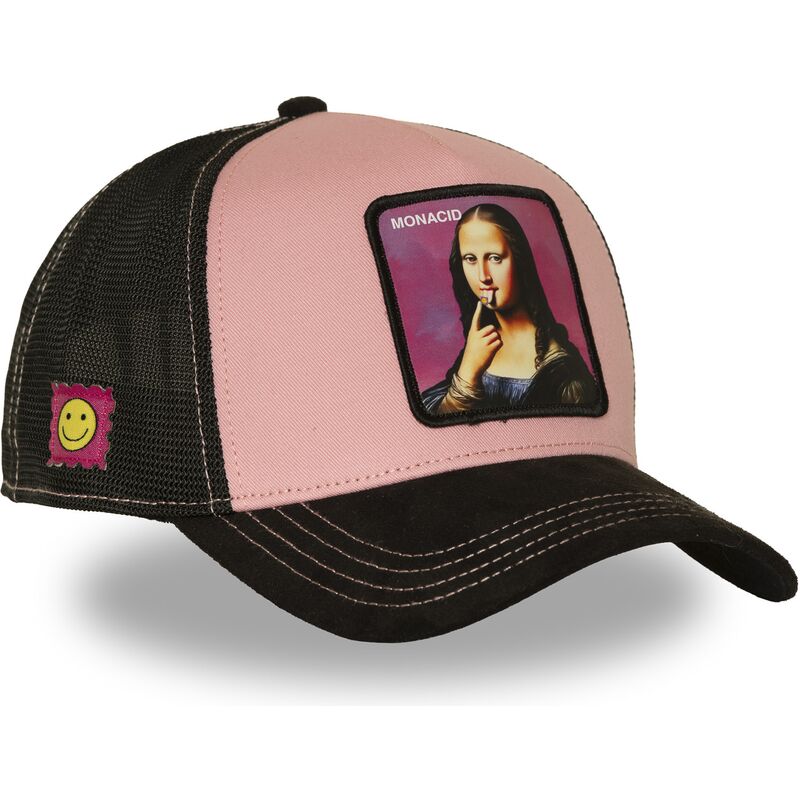 casquette-trucker-rose-et-noire-mona-lisa-acid-art1-mona-monacid-famous-capslab