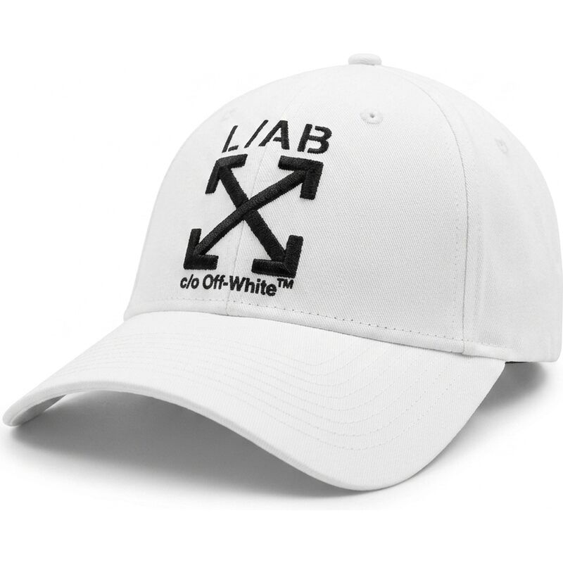 casquette-courbee-blanche-ajustable-avec-logo-noir-clamp-arrows-twill-l-ab-c-o-off-white