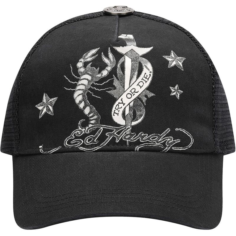 mutzen-gebogen-schwarz-snapback-dagger-scorpion-von-ed-hardy