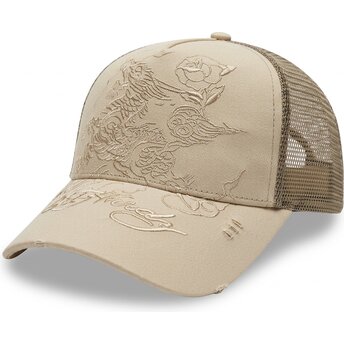 Casquette trucker khaki Outline Dragon Ed Hardy