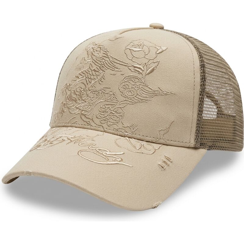 casquette-trucker-khaki-outline-dragon-ed-hardy