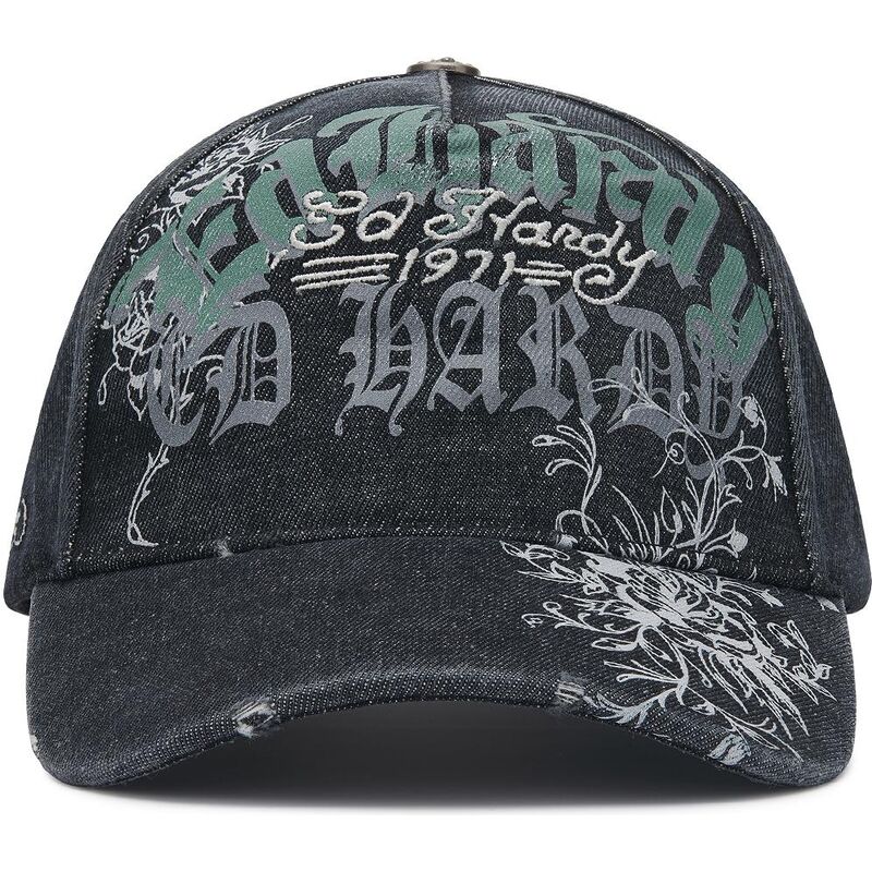 mutzen-gebogen-schwarz-verstellbares-band-distressed-floral-gothic-von-ed-hardy
