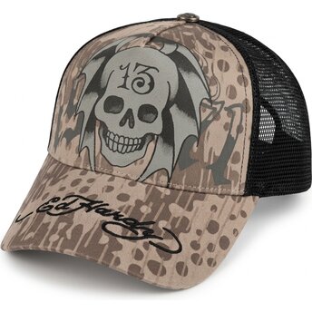Casquette trucker grise et noire 13 Skull Ed Hardy