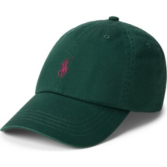 Casquette courbée verte foncé ajustable avec logo grenat Cotton Chino Classic Sport Polo Ralph Lauren