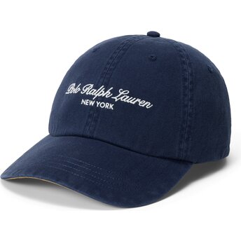 Casquette courbée bleue marine ajustable Woven Script Polo Ralph Lauren
