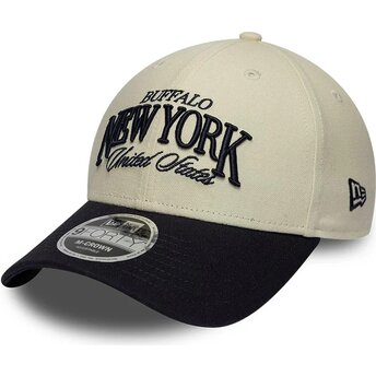 Casquette courbée beige et bleue marine ajustable 9FORTY M-Crown Wordmark Buffalo New York New Era