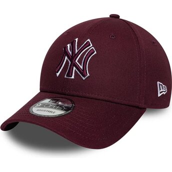 Casquette courbée grenat rouge ajustable avec logo grenat 9FORTY Team Outline New York Yankees MLB New Era