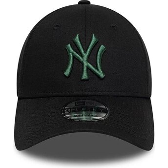 Casquette courbée noire ajustable avec logo vert foncé...